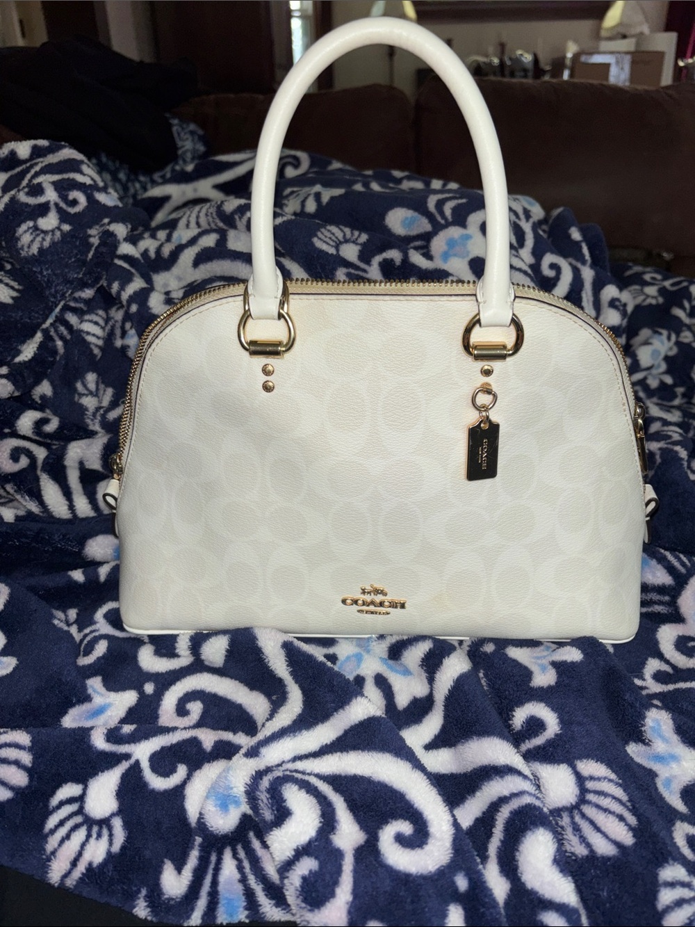 Coach Katy Satchel in Signature Canvas white /chalk